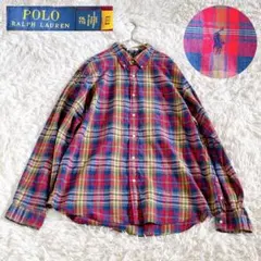 美品✨QRタグ　ポロラルフローレン　ビッグサイズ２XL　マドラスチェックシャツ