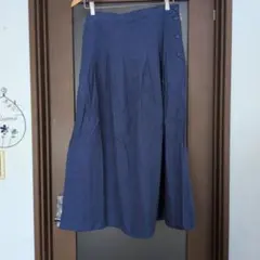 サイドボタン プリーツ ロングスカート ブルーのサムネイル