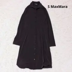 エスマックスマーラ シャツワンピース ロング ストレッチ ブラウン L