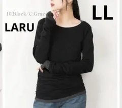 LARU ラルー　フェイクレイヤード指穴カットソー　LLサイズ　ブラック