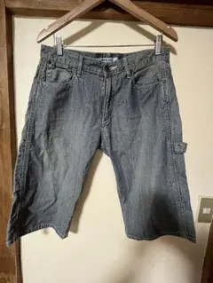 グレー デニム ショートパンツ サイドポケット