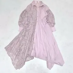 FURFUR ミックスシャツワンピース　生田絵梨花着用　レース　ピンク　ロング