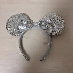 ディズニーミニー耳カチューシャ シルバー スパンコール