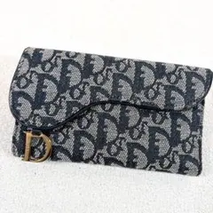 美品✨Dior トロッター サドル 三つ折り財布 ネイビー ゴールド金具 Y2Kのサムネイル
