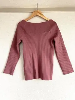 【美品】アプワイザーリッシェ ノベルティ 七分袖ニット 袖パール ピンク