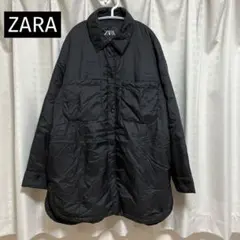 ZARA ザラ 中綿シャツ CPOナイロンジャケット ダウン軽量 薄手 黒　Mのサムネイル