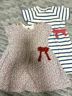 PETIT BATEAU 半袖ワンピース 18m 2枚セットのサムネイル