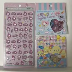 マイメロディ ボンボンドロップシールミニ＆おはじきシール2種の3つセット