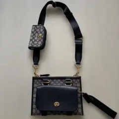COACH サコッシュ ポーチ ショルダーバッグ ネイビー （リストレット 
