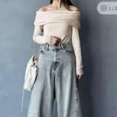 スナイデル ギャザーアシメニットプルオーバー オフショル snidel