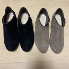 ショートブーツ グレーベージュ ブラック 2足セット LL 大きいサイズ☆