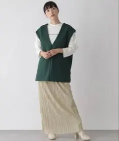 ローリーズファーム　ランダムプリーツタイトスカート フリーサイズ　アイボリー
