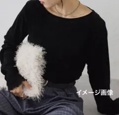 新品 シアーフロッキーベロア見えメロートップス ブラック