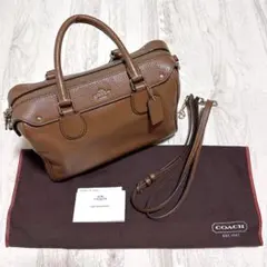 미사용 COACH ショルダー ターンロック ミニボストンバッグ ブラウン