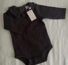 プティマイン　アソート柄　ロンパース　ボーダー　ブラウン　長袖　新品　70