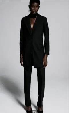 ZARA　ストライプウールブレンドパンツ　スラックス　ダーツパンツ　リムアーク