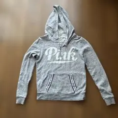 PINK グレー フード付きパーカー XSのサムネイル