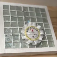 NEW！(即発送・完成品)喘息ロゼットキーホルダー・一部撥水加工・白×黄色