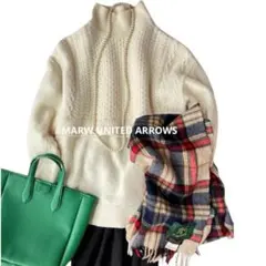MARW UNITED ARROWS ケーブルコンビハイネックニット アイボリー