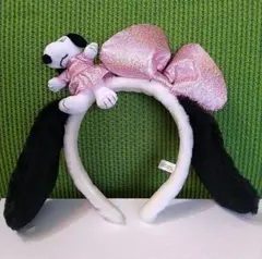 ユニバ USJ スヌーピー カチューシャ ピンク　リボン　耳付き