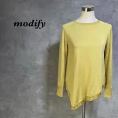 modify サマーニット カットソー 変形 アシメ ラメ 黄色 L 1461