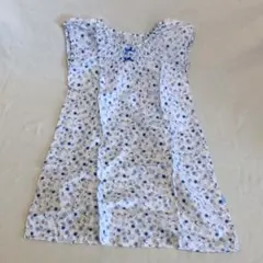 【昭和風 子供服 ＃１３】白地に青い花柄ノースリーブワンピース
