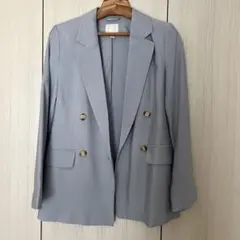 【1回着用】H&M ダブルジャケット XS（日本S-M相当）水色 春アウター