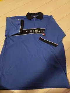 NIKE GOLF 青 刺繍　ポロシャツ 100%コットン