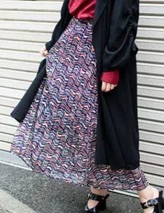 OSMOSIS カラフル プリーツ ロングスカートのサムネイル