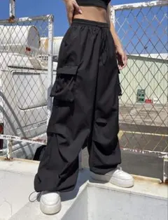 SHEIN Coolane フラップポケットサイド ドローストリングカーゴパンツ