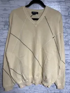 古着 ノーティカ ニット セーター ワンポイントロゴ 大きいサイズ ベージュ