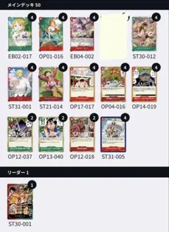 赤緑ルフィ&エースデッキ　構築済みデッキ