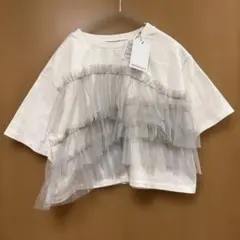 ✨新品✨moment+ チュール付きTシャツ　M 白のサムネイル