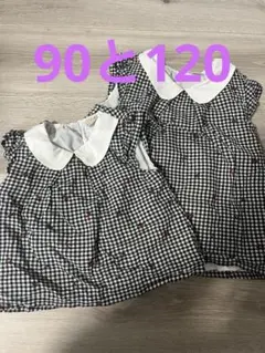 ギンガムチェック 半袖シャツ 2枚セット 90と130