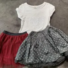値下げ中！【キッズ 女の子 夏服】スカート 2枚・Tシャツ 1枚 セット！