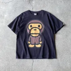 A BATHING APE BABY MILO プリント Tシャツ ネイビー