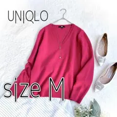 【UNIQLO】カシミヤ100% Ｖネックニット(M)セーター　キレイ色　ピンク