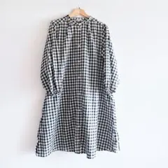 【Samansa Mos2】白黒ギンガムチェック シャツワンピース F