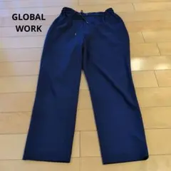 GLOBAL WORK　青 ゴムウエスト カジュアルパンツL
