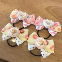 パステルカラー　カラフルリボンヘアゴム