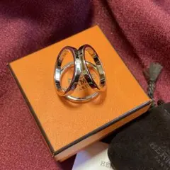 エルメス＊スカーフリング＊トリオ＊シルバーカラー＊90