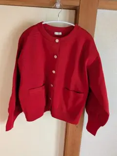 un dix cors レッド 長袖ニットカーディガン