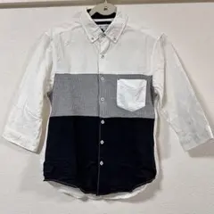 TAKEO KIKUCHI 七分袖 3色切替 ワッフル ボタンダウン シャツ