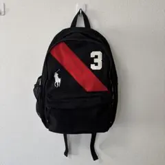 Polo Ralph Lauren リュック 黒/赤 斜めストライプ