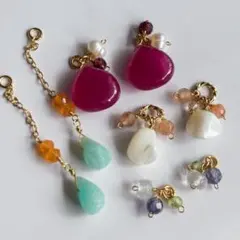 天然石＋淡水パール　チャームセット　#167