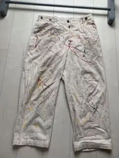 アーバンリサーチ ペイント ワイドパンツ M 白 コットン