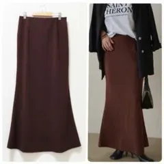 718 ラウンジドレス カットジョーゼットマーメイドスカート ロング ブラウンのサムネイル