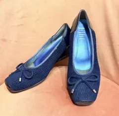 fifit ネイビー リボン付きオープントゥパンプスのサムネイル