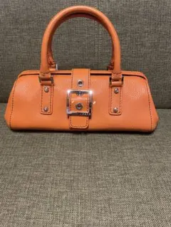 本革　オレンジ ハンドバッグ