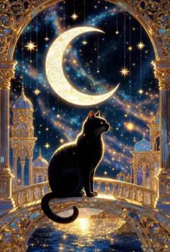 新商品　ALL フェアリーダストビーズ　 ダイヤモンドアートキット　新月　黒猫